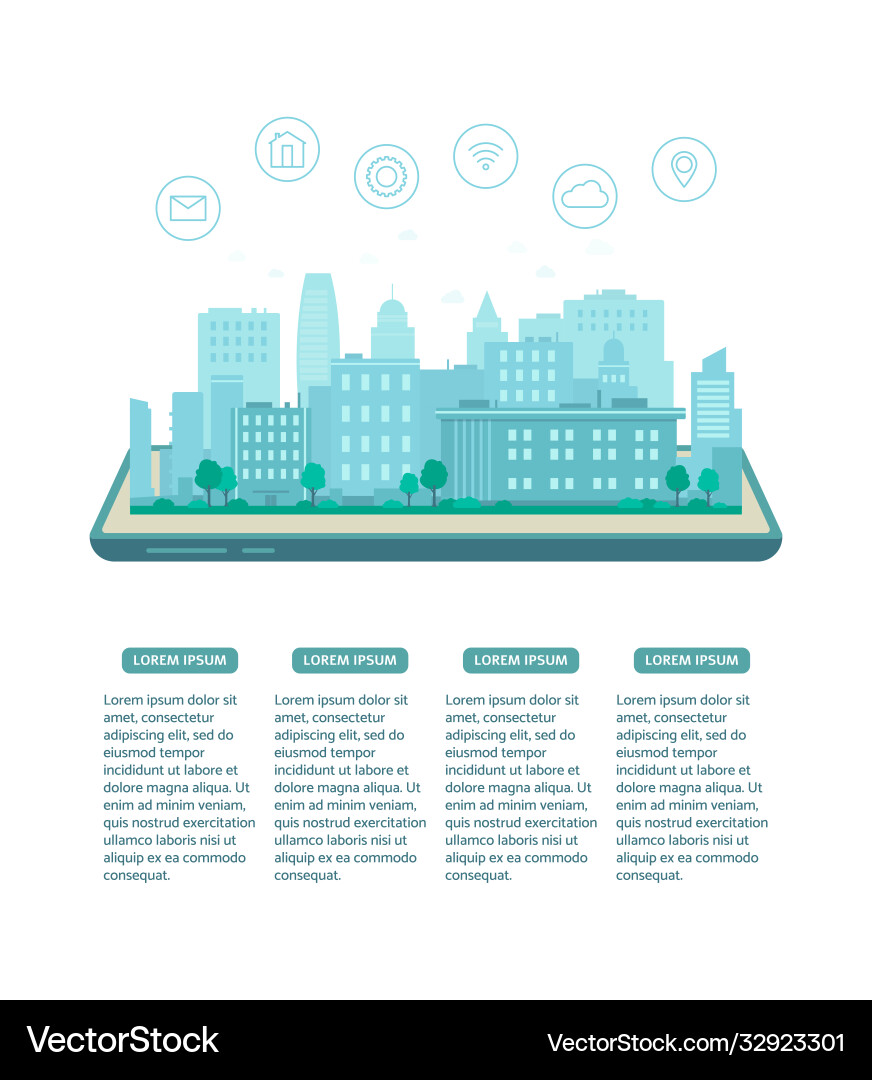 Smart city concept poster with modern technology Smart city concept poster with modern technology Vector Image