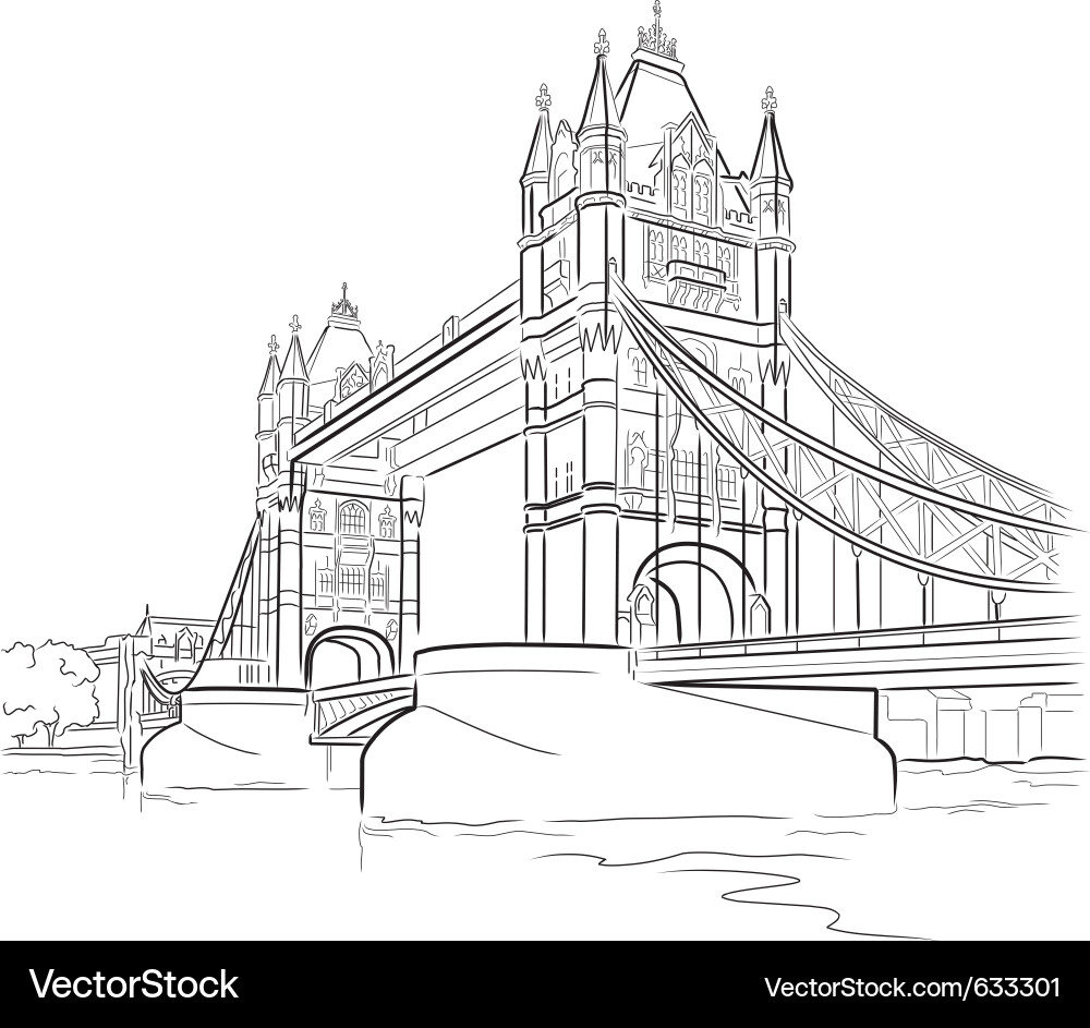 Tower Bridge Sketch London Vektorbild