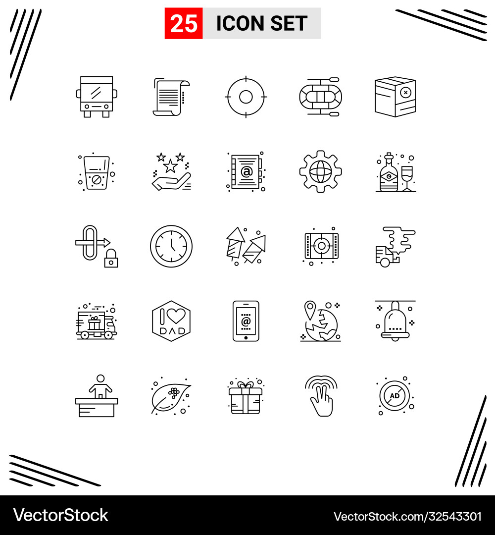 User interface pack 25 basic lines e box Vector Image