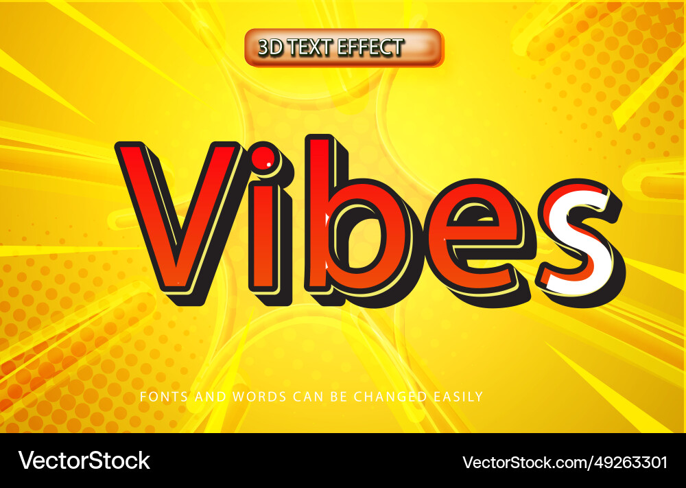 Vibes 3d funky pop editable text effect style Vector Image