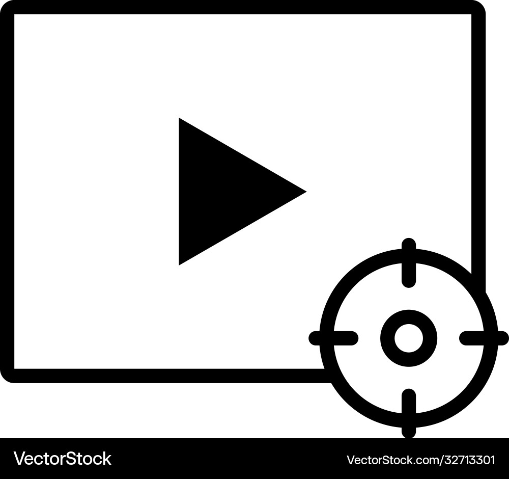 Video player with target icon line style vector image