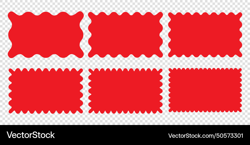 Wavy edge rectangle shapes icon set Wavy edge rectangle shapes icon set vector image
