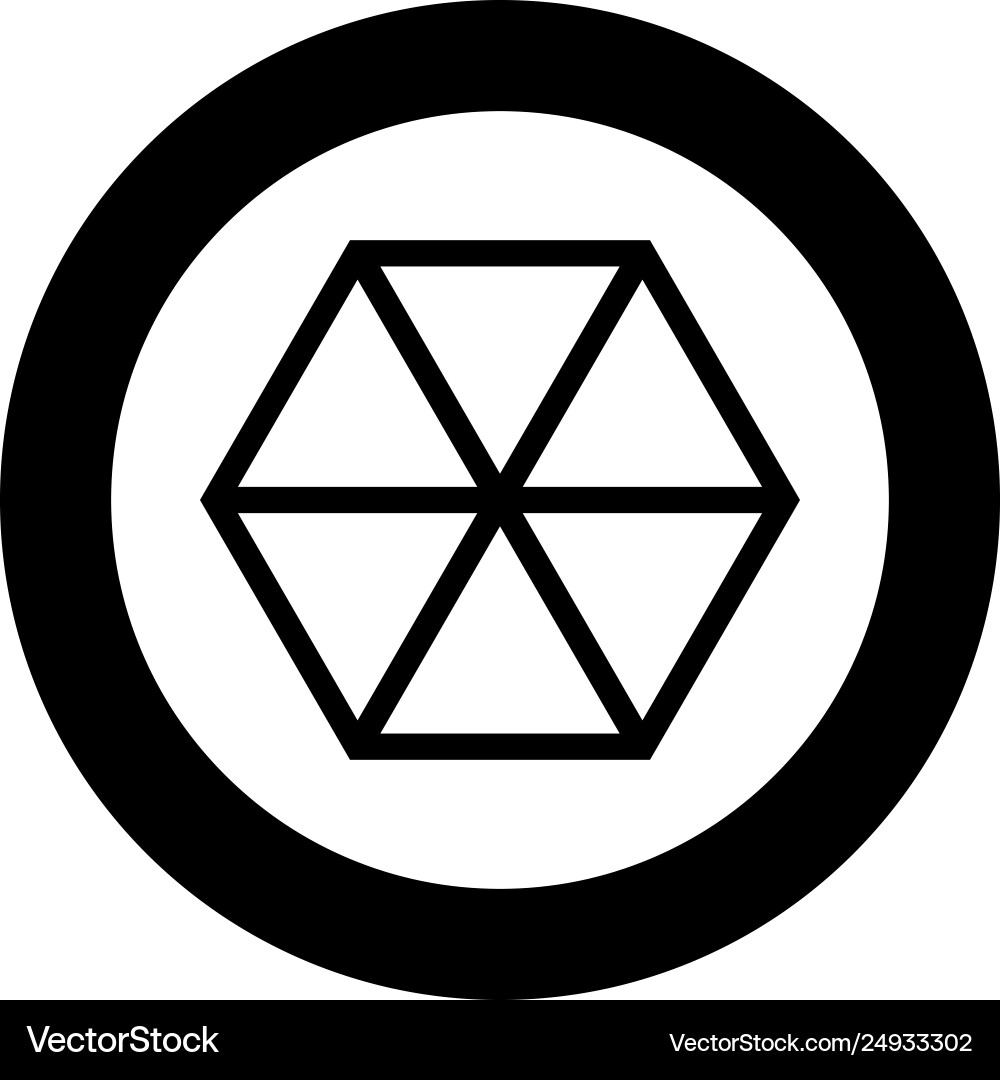 Abstract cube shape hexagon box icon in circle Abstract cube shape hexagon box icon in circle vector image
