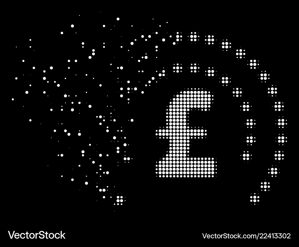 Bright dissolving pixel halftone pound sphere Vector Image