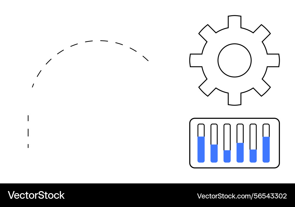 Configuration process with gear and data bar chart Vector Image