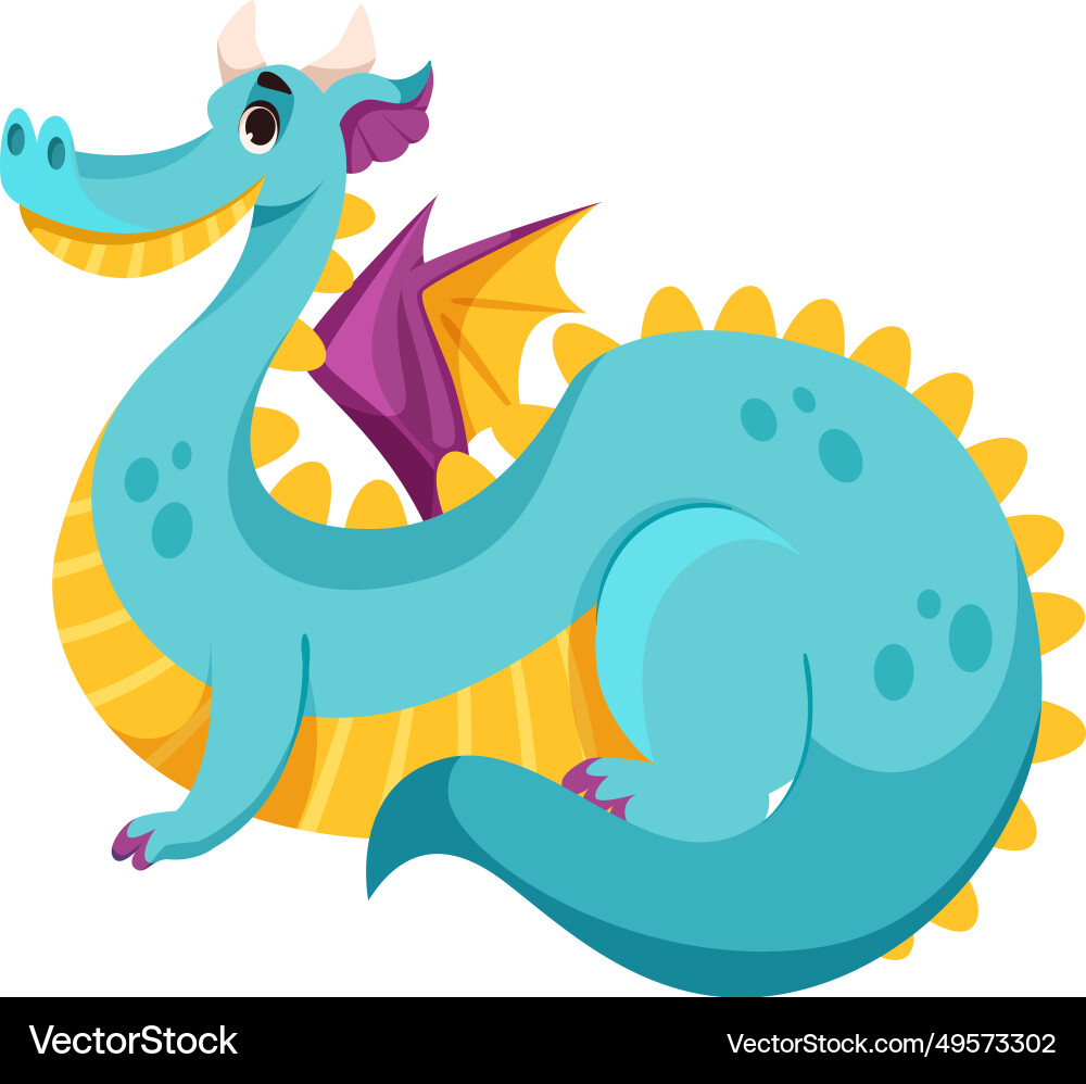 Drachen mit Hörnern und Flügeln als gutes Märchen Drachen mit Hörnern und Flügeln als gutes Märchen vektorbild