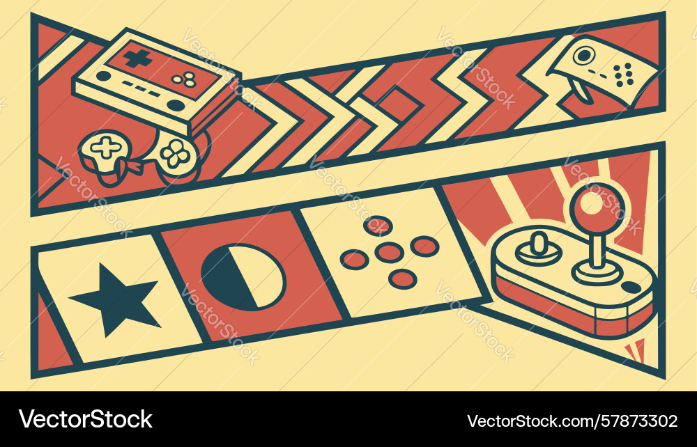 Engaging retro banner with game controller Vector Image