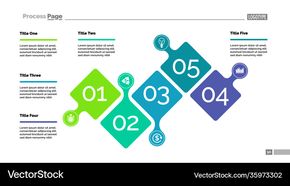 Five steps project process chart template vector image