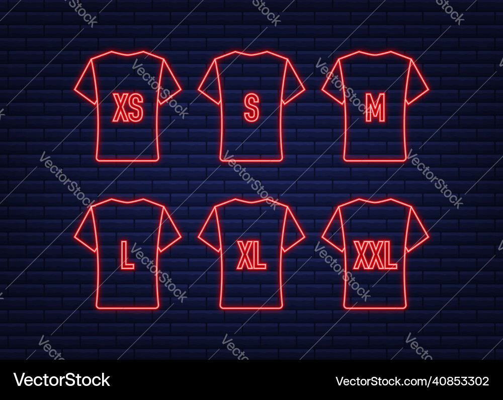 Größe Kleidung Tag gesetzt in Neon Stil auf rot Größe Kleidung Tag gesetzt in Neon Stil auf rot vektorbild