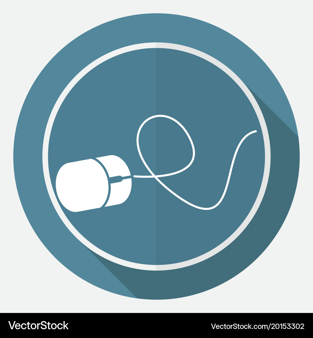 Icon computer mouse on white circle with a long vector image
