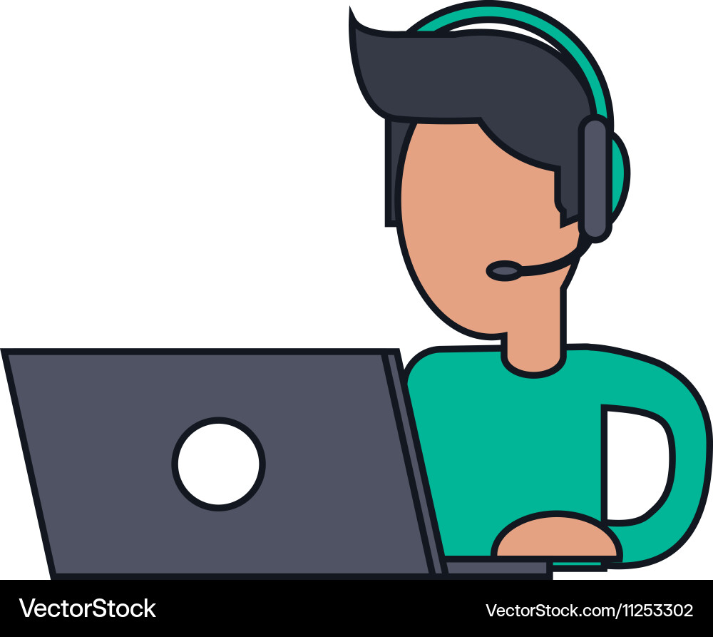 Isolated operator man with laptop design Vector Image
