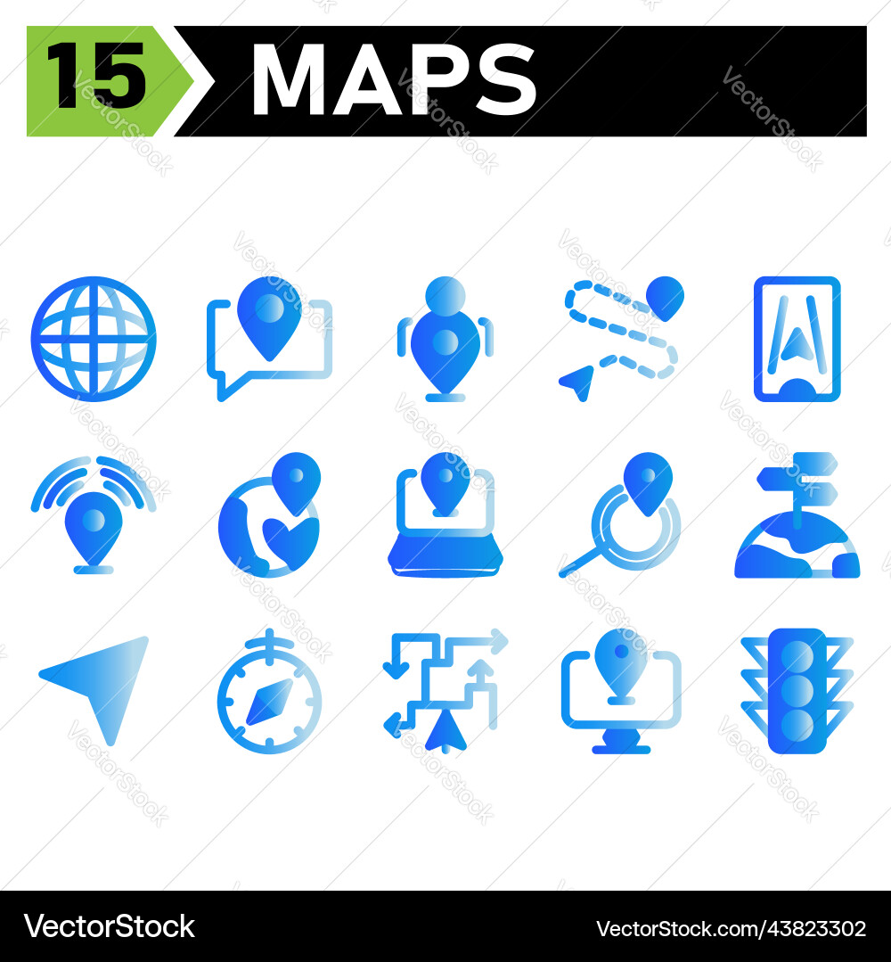 Maps and navigation icon include globe world vector image