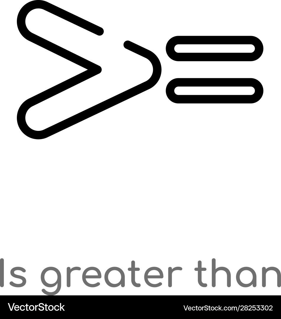 Outline is greater than or equal to icon isolated vector image