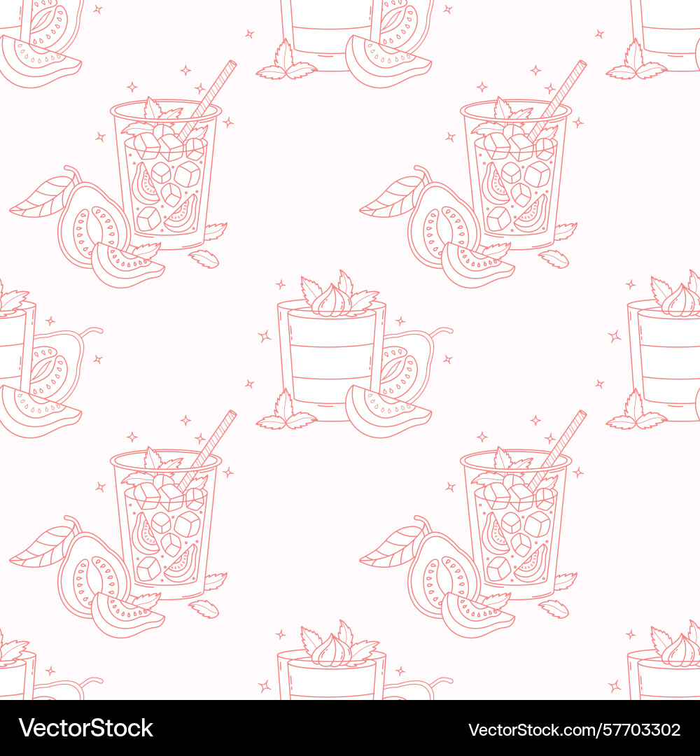 Outline seamless pattern with guava drink Vector Image