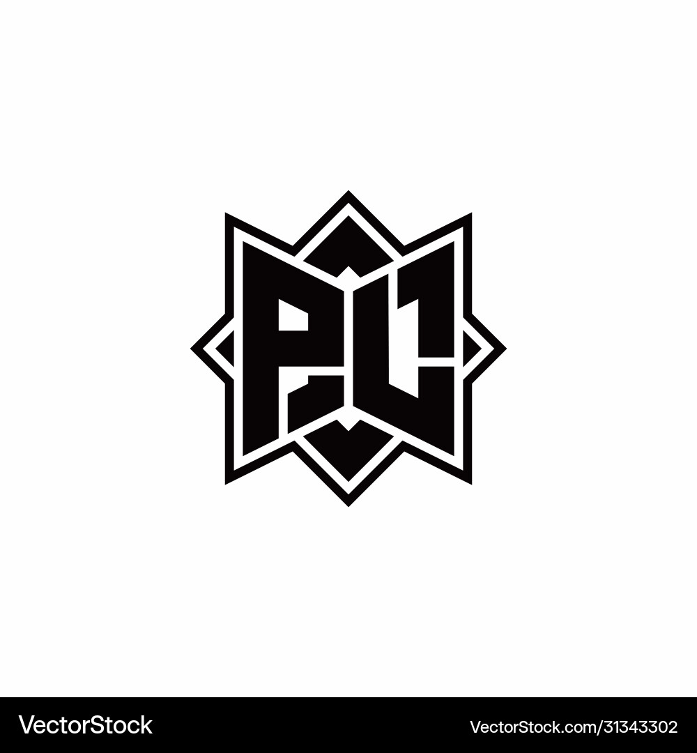 Pl monogram logo with square rotate style outline Pl monogram logo with square rotate style outline vector image