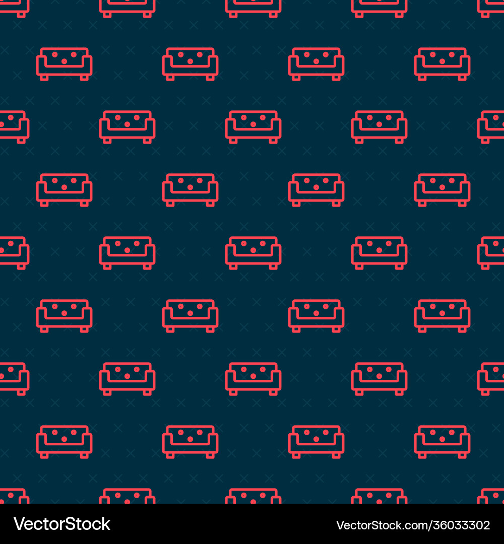Red line sofa icon isolated seamless pattern Red line sofa icon isolated seamless pattern vector image