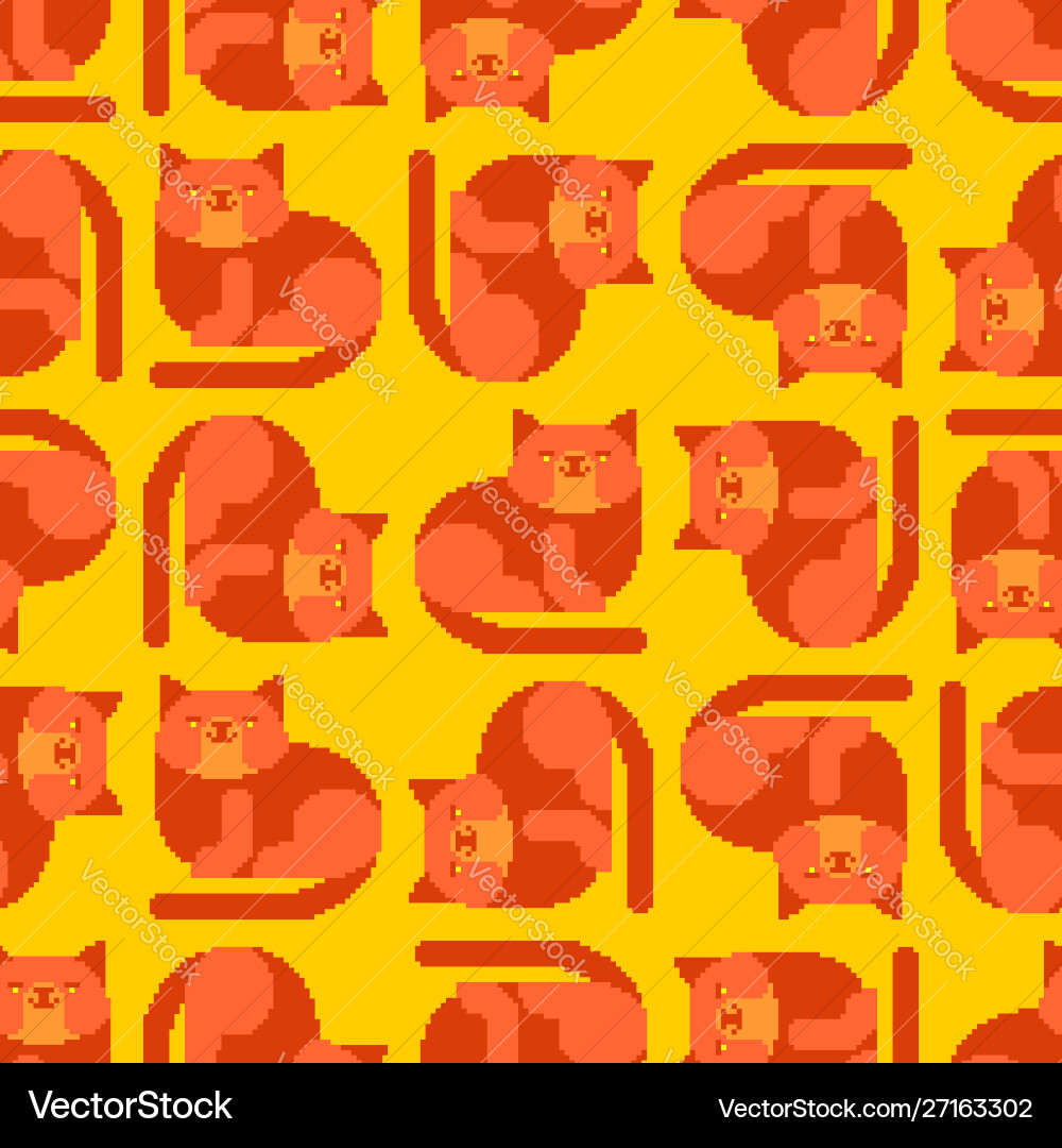 Red Pixel Cat Pattern - 8 Bit vector image
