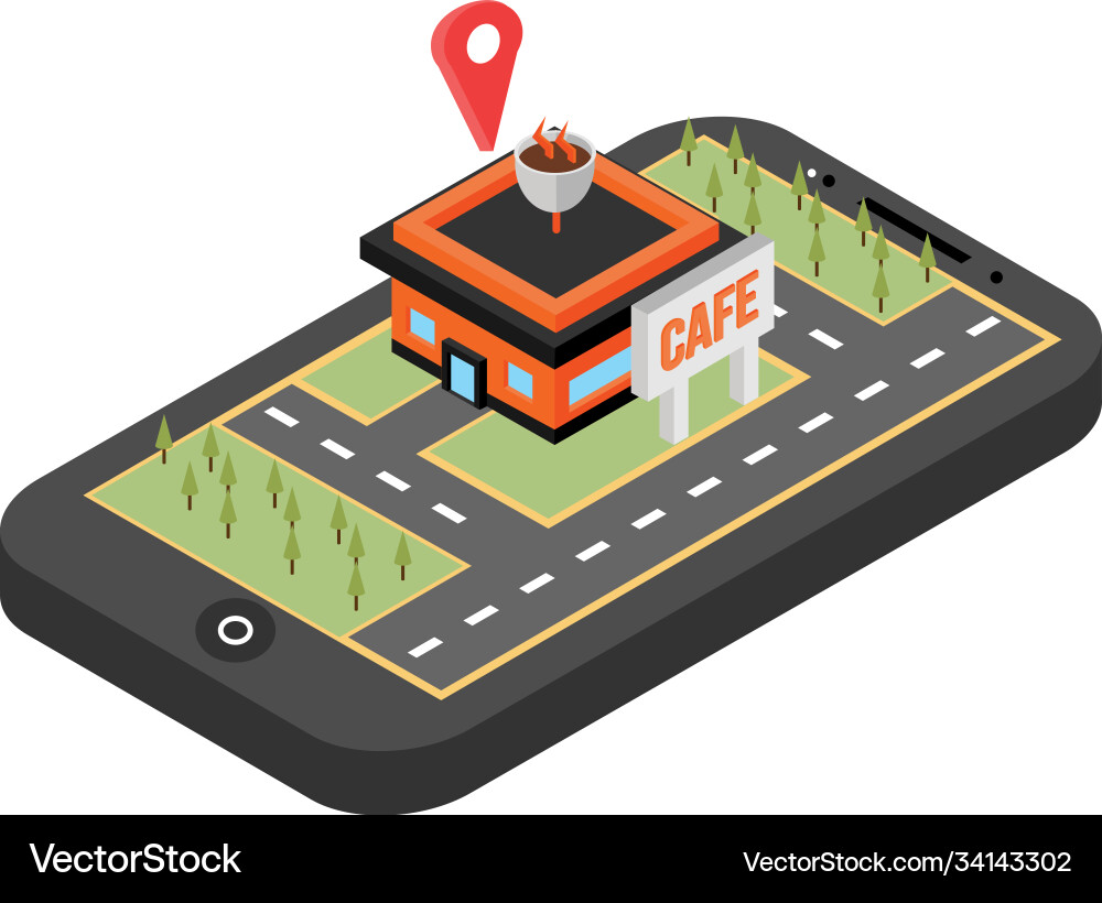Red Pointer auf Smartphone Karte gps Navigation Red Pointer auf Smartphone Karte gps Navigation vektorbild
