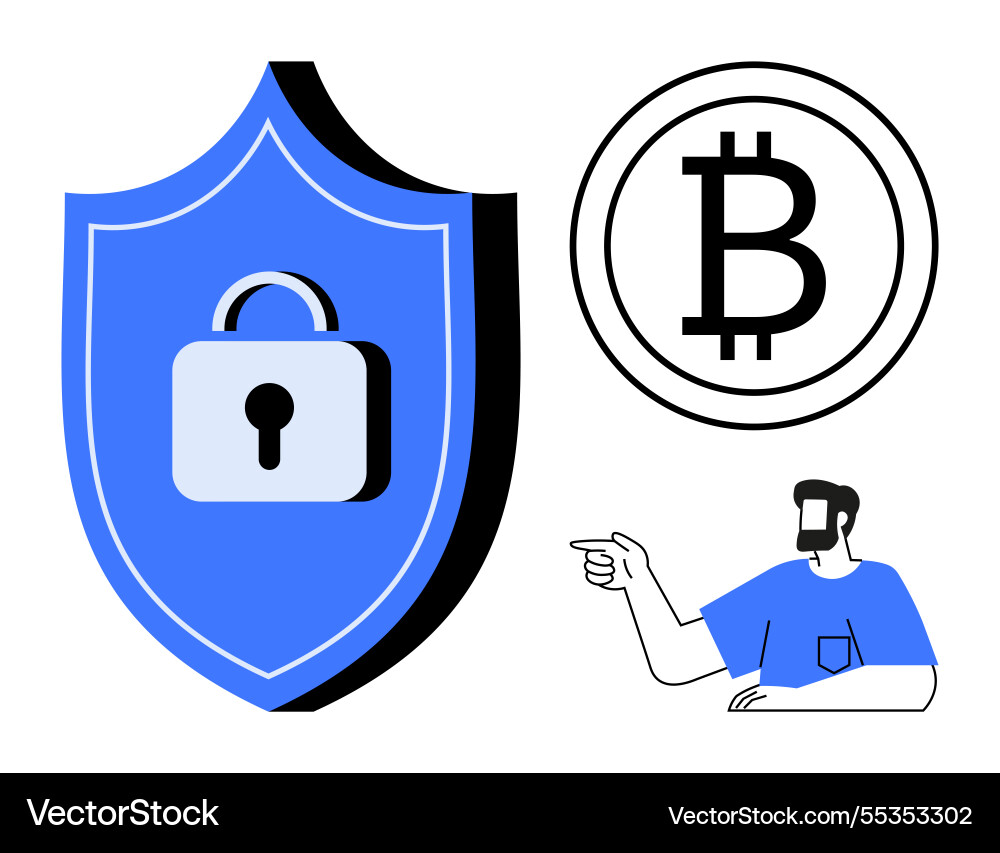 Securing cryptocurrency with blockchain technology Securing cryptocurrency with blockchain technology Vector Image