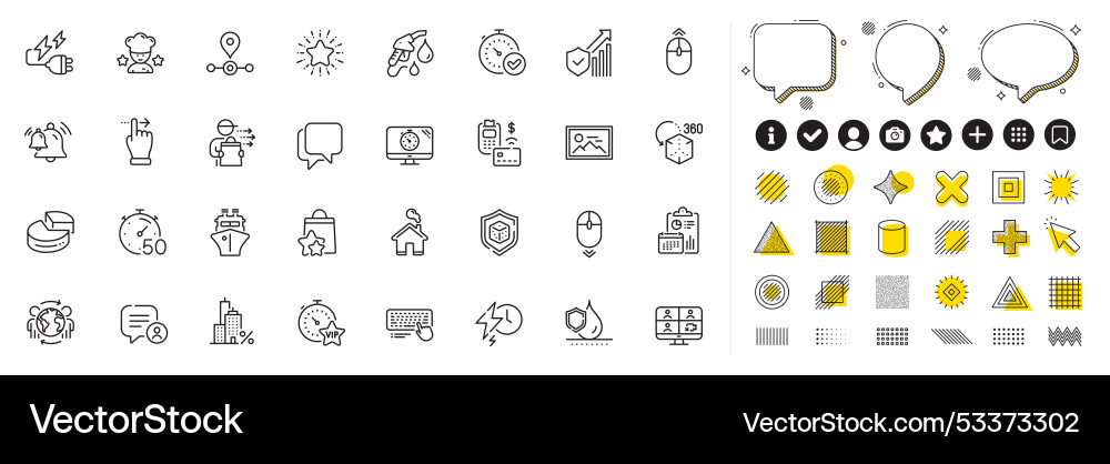 Set of talk bubble home and vip timer line icons Set of talk bubble home and vip timer line icons vector image