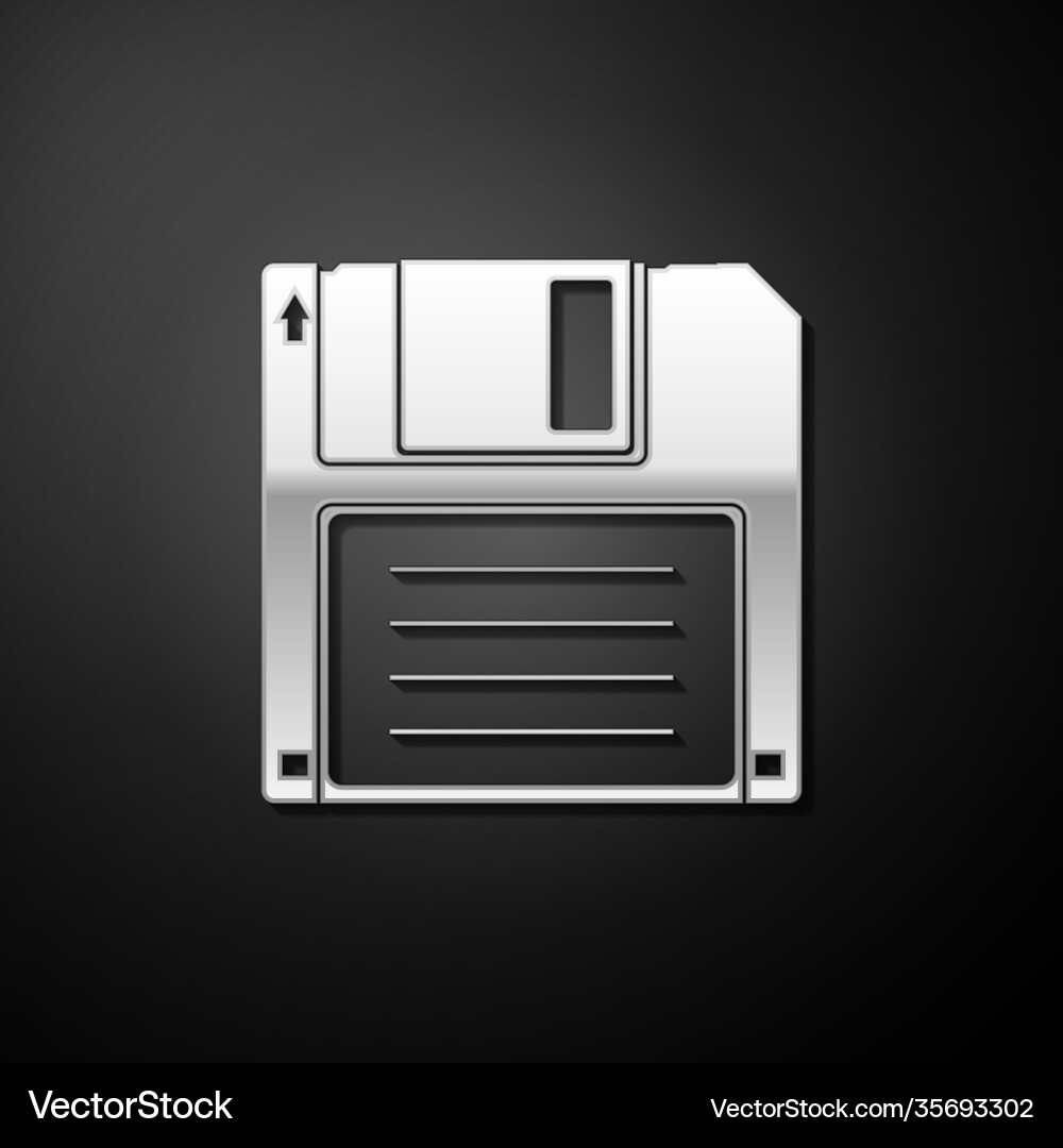 Silver floppy disk for computer data storage icon Silver floppy disk for computer data storage icon vector image