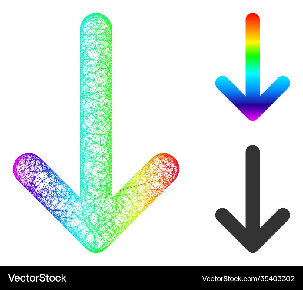 Spectrum linear gradient arrow down icon Spectrum linear gradient arrow down icon vector image