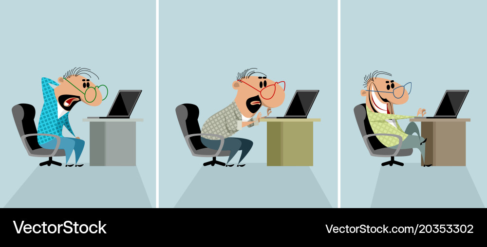 Three Men Working at Computers vector image