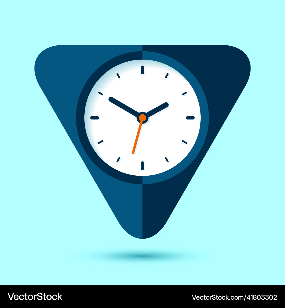 Triangle clock icon in flat style time Triangle clock icon in flat style time vector image