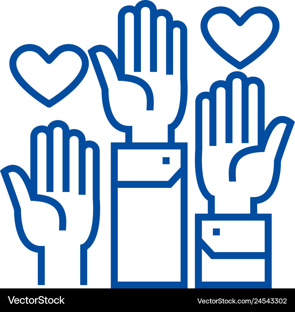 Volunteer hands line icon concept Volunteer hands line icon concept vector image