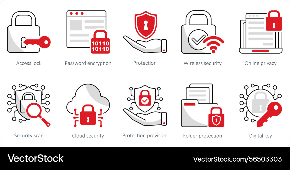 A set of 10 security icons as access lock Vector Image