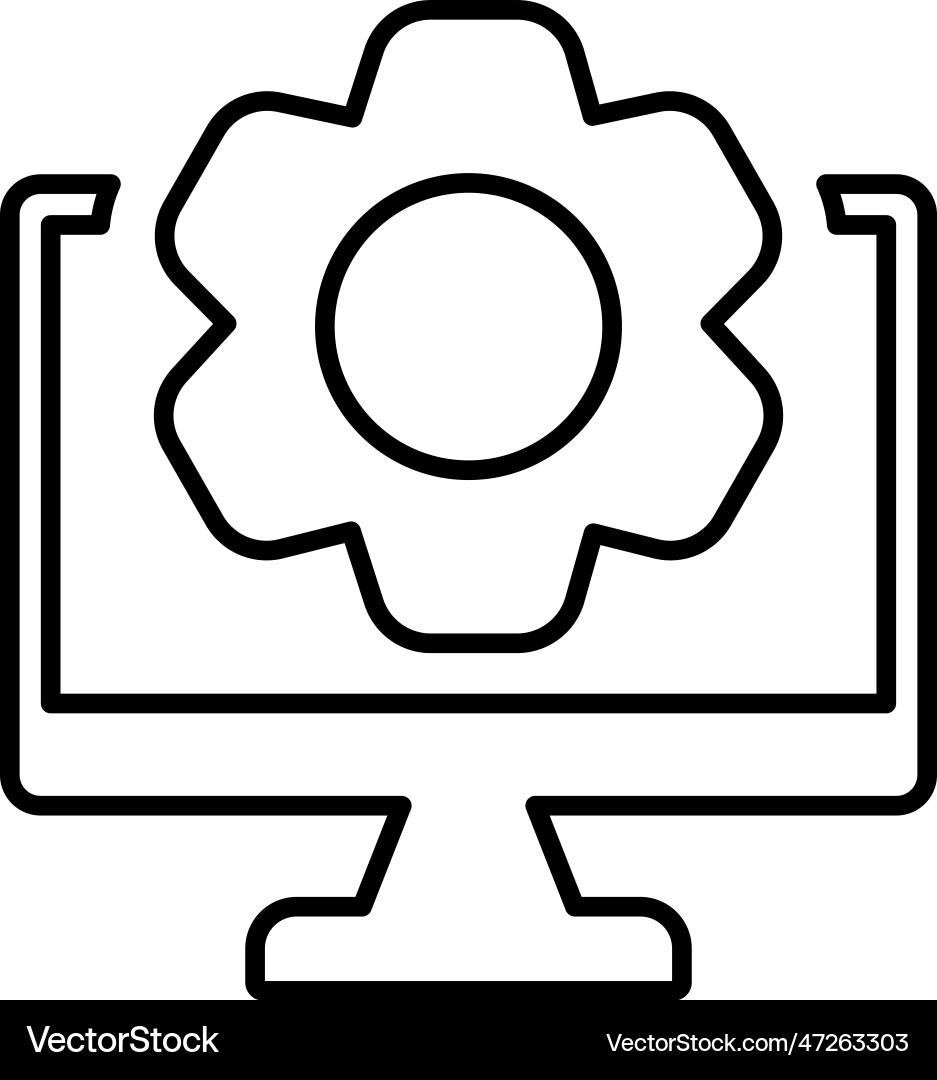 Absolute complete computer icon line outline Vector Image