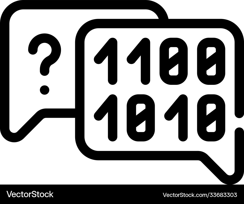 Binary code and question mark quote frame line Vector Image
