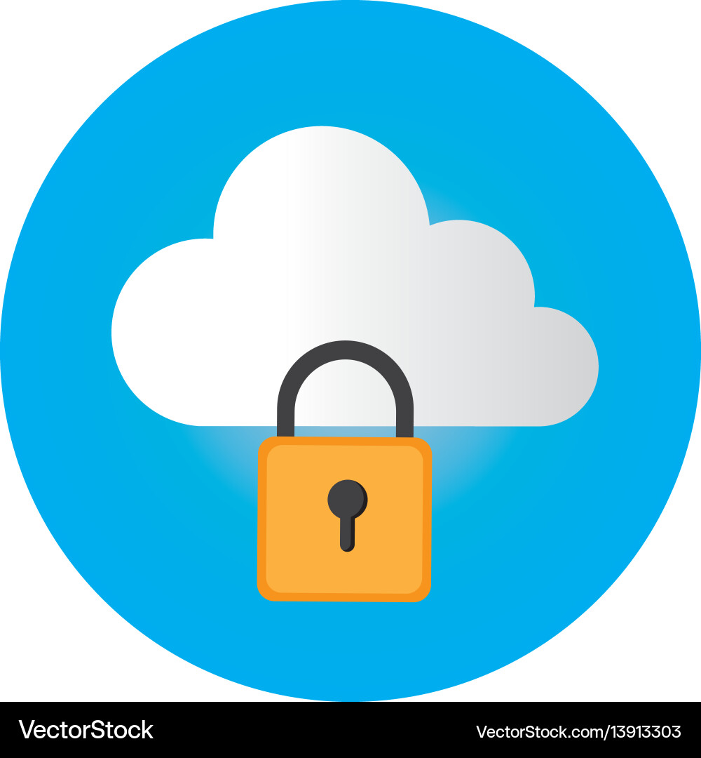 Color circular frame with secure padlock cloud Color circular frame with secure padlock cloud vector image