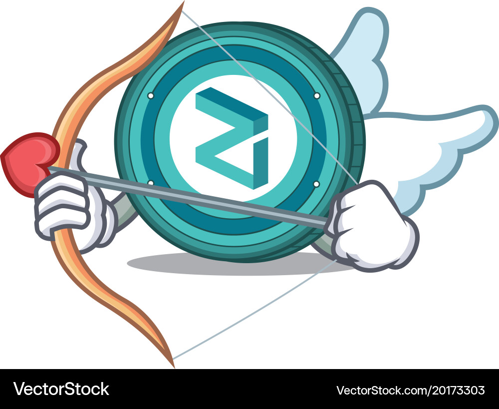 Cupid zilliqa coin character cartoon Vector Image