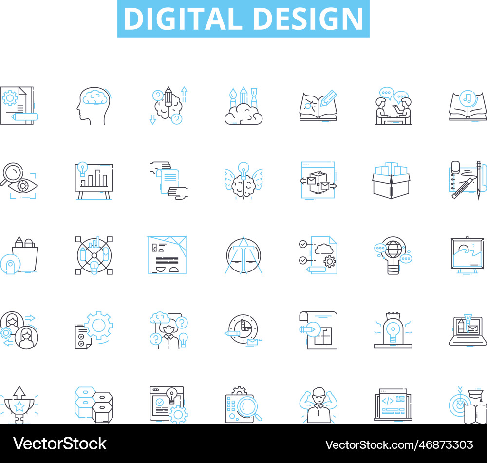 Digital design linear icons set graphics Digital design linear icons set graphics Vector Image