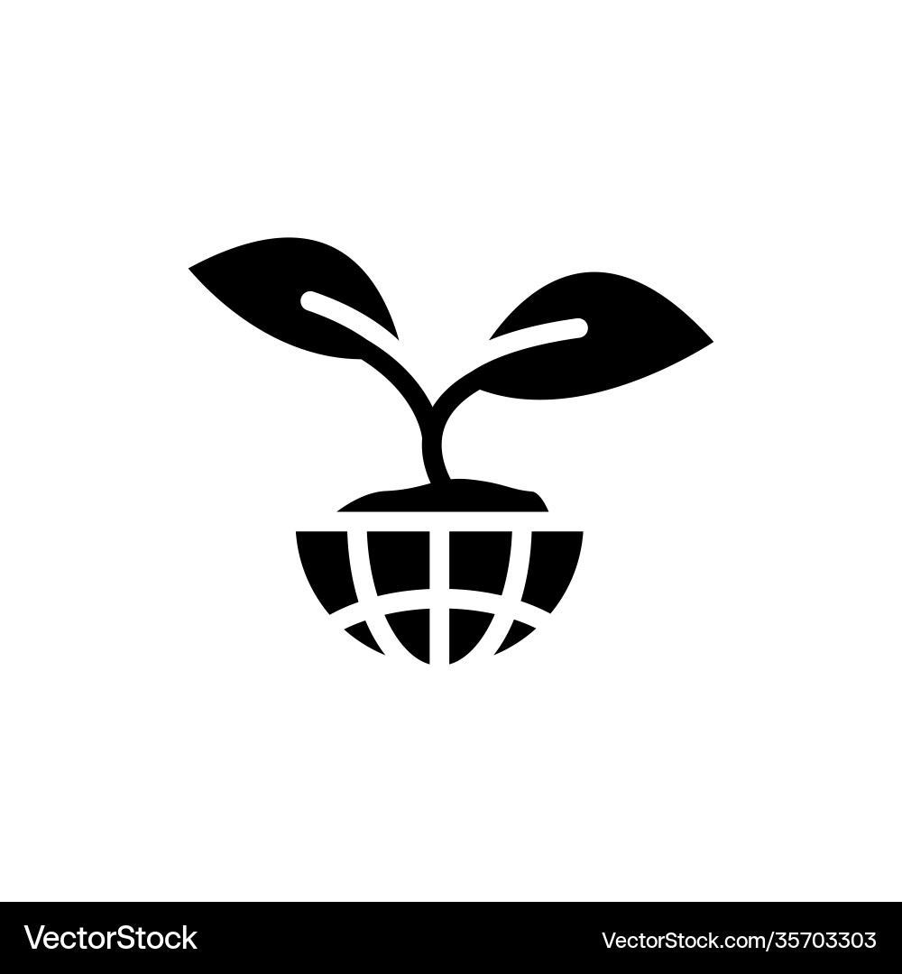 Earth icon with plant planting trees symbol Earth icon with plant planting trees symbol vector image