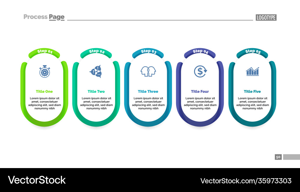 Five steps project process chart template vector image