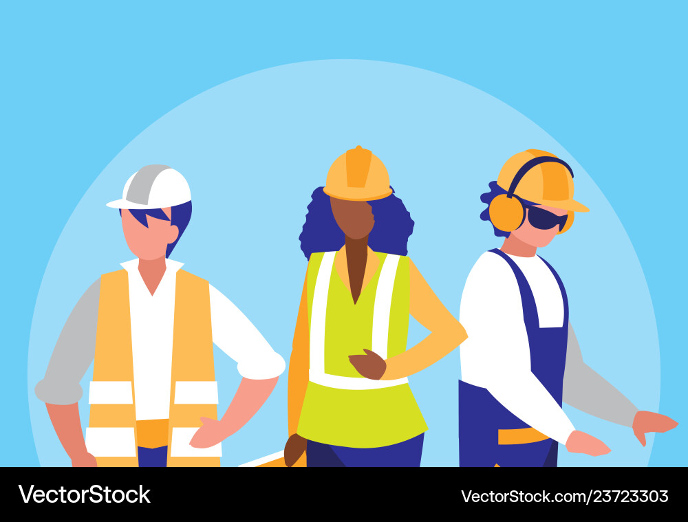 Gruppe der Arbeiterindustrien avatar Charakter Gruppe der Arbeiterindustrien avatar Charakter vektorbild