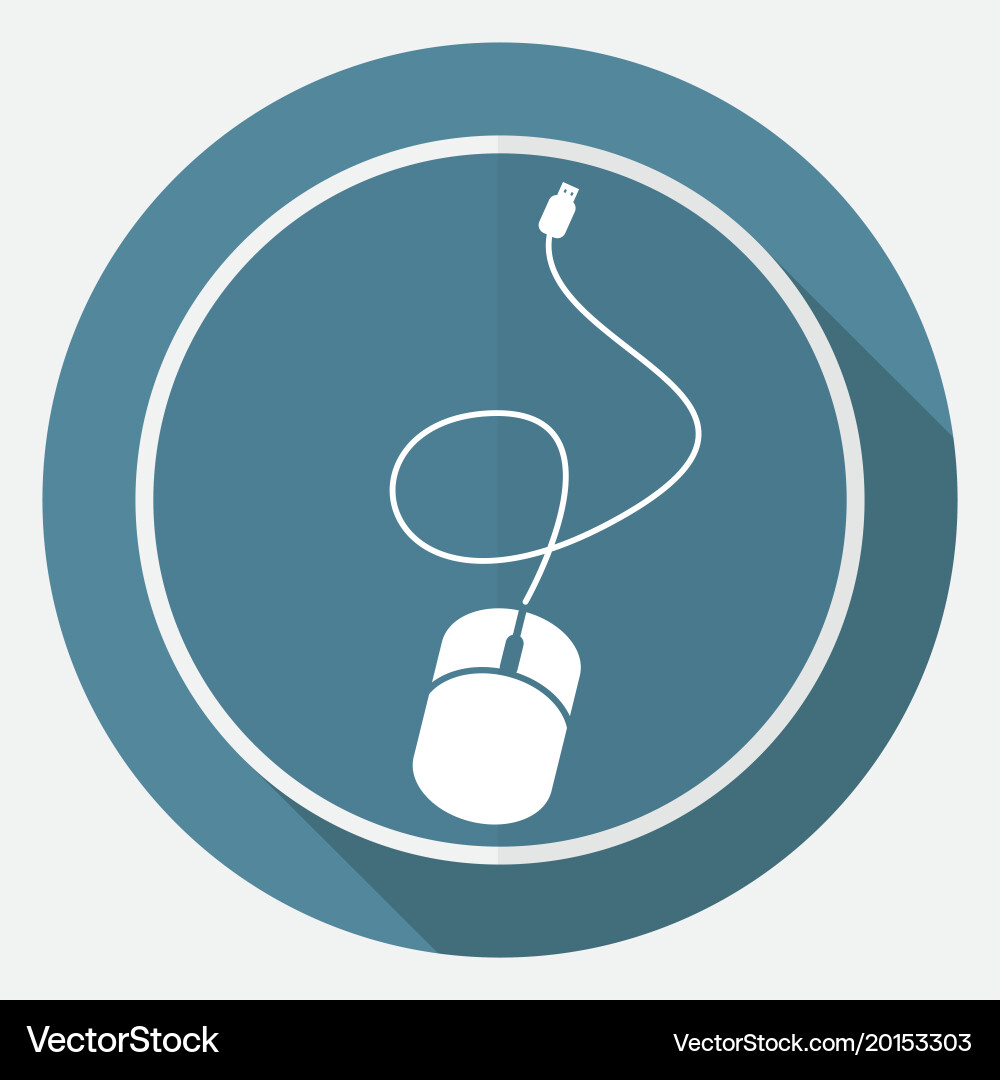 Icon computer mouse on white circle with a long vector image