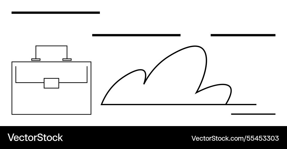 Minimalist briefcase and cloud with dynamic lines Minimalist briefcase and cloud with dynamic lines Vector Image