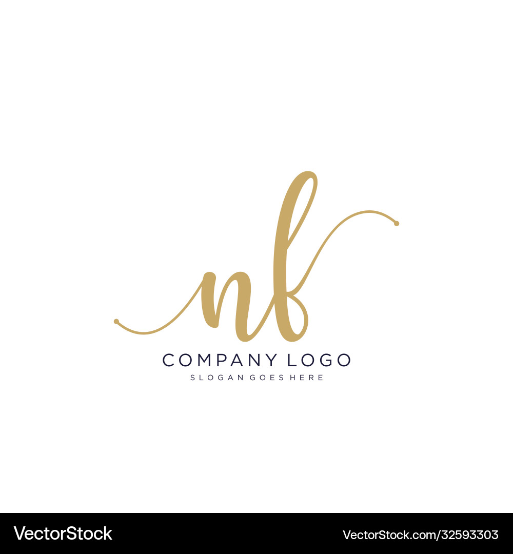 Nf initial handwriting logo design Royalty Free Vector Image