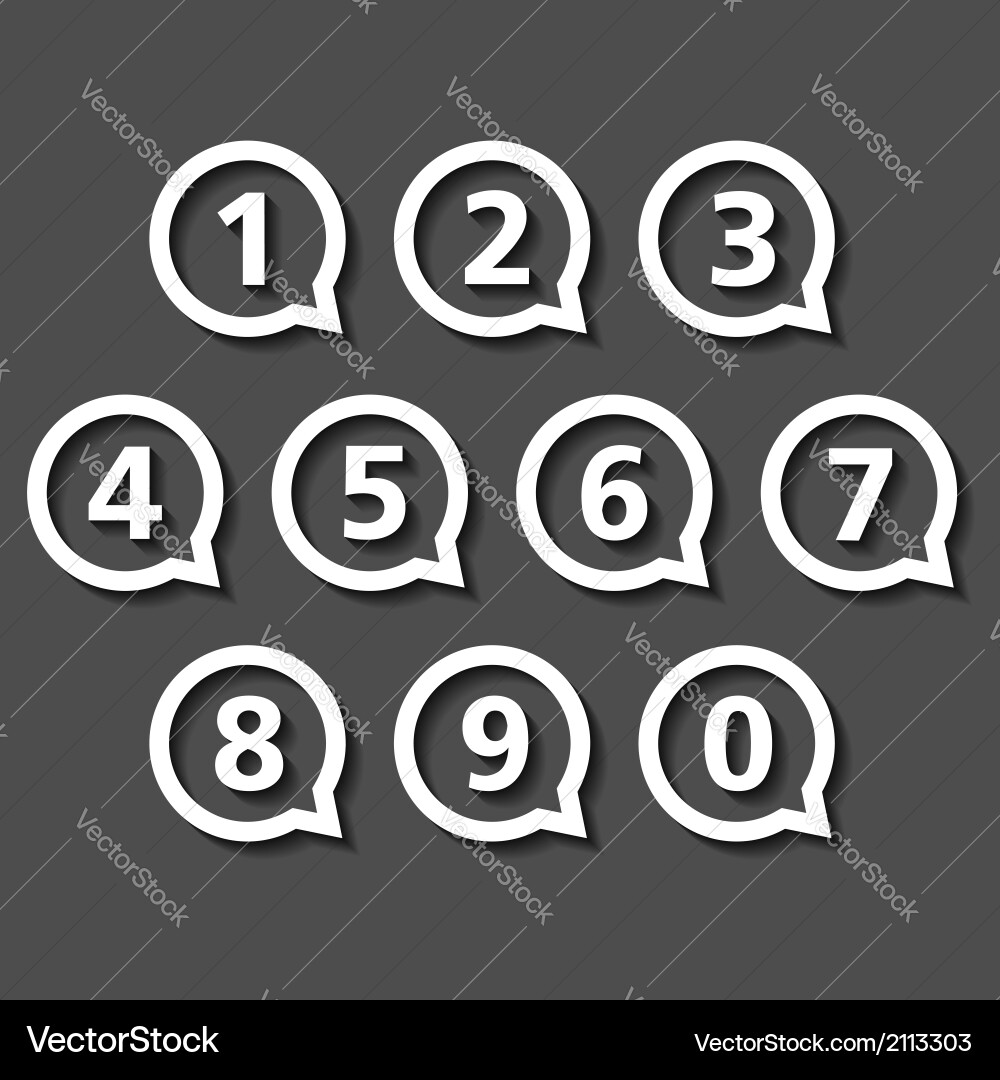 Numbers in round speech bubbles vector image