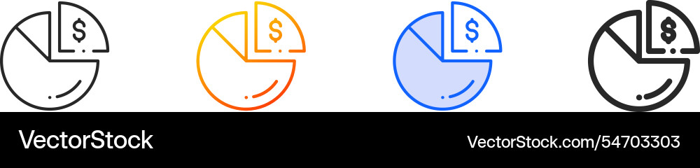 Pie chart iconthin linear gradient blue stroke Pie chart iconthin linear gradient blue stroke vector image