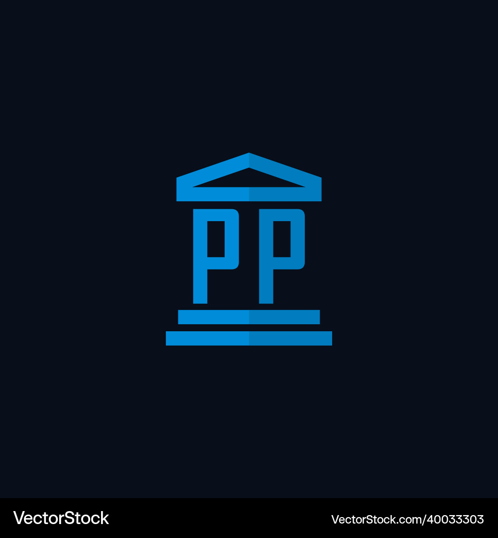 Pp initial logo monogram with simple courthouse Pp initial logo monogram with simple courthouse Vector Image