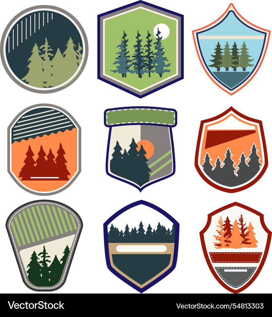 Retro Forest Bader Set Vektorbild