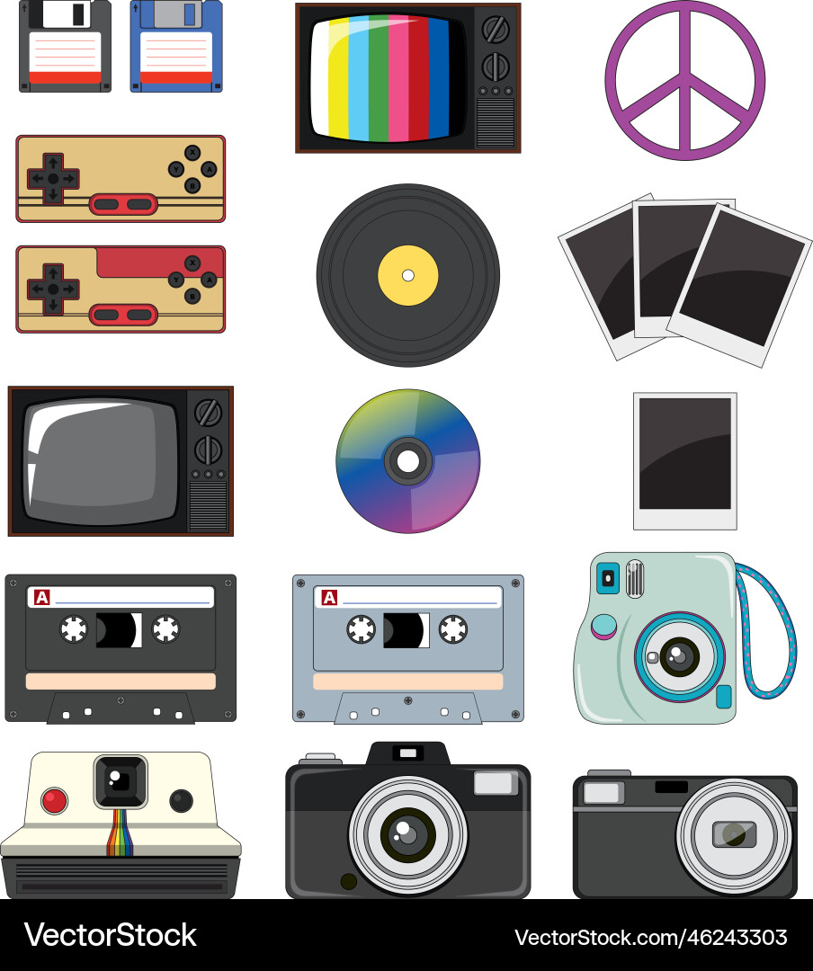 Retro objects and elements set Retro objects and elements set vector image