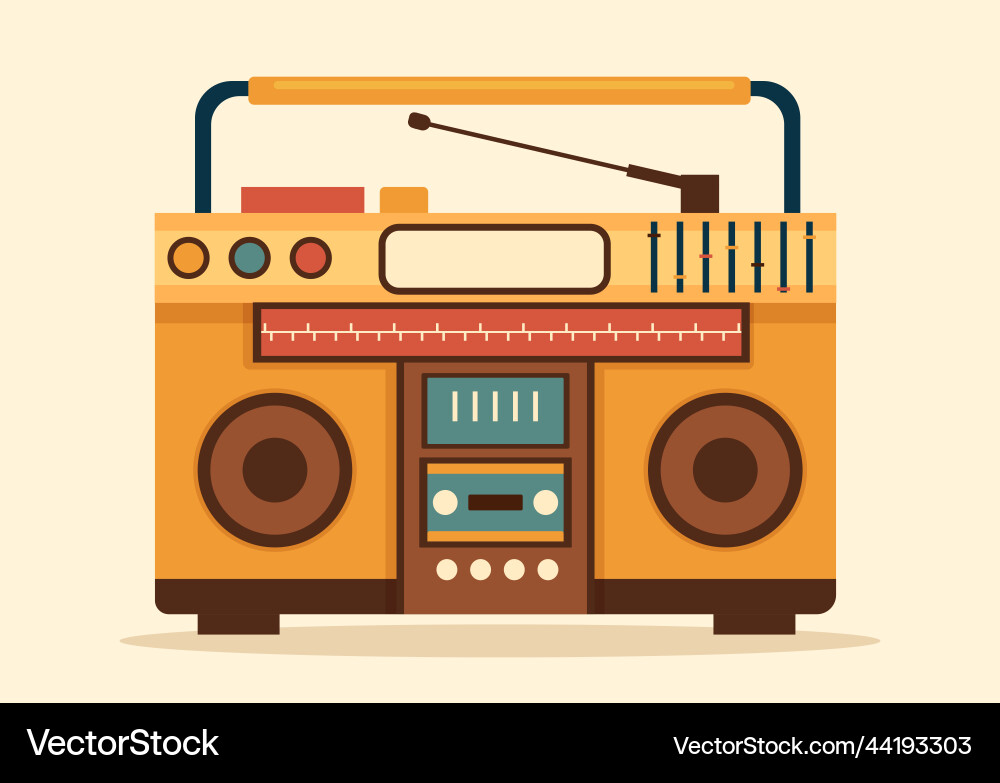 Retro radio player style for record old receiver Vector Image