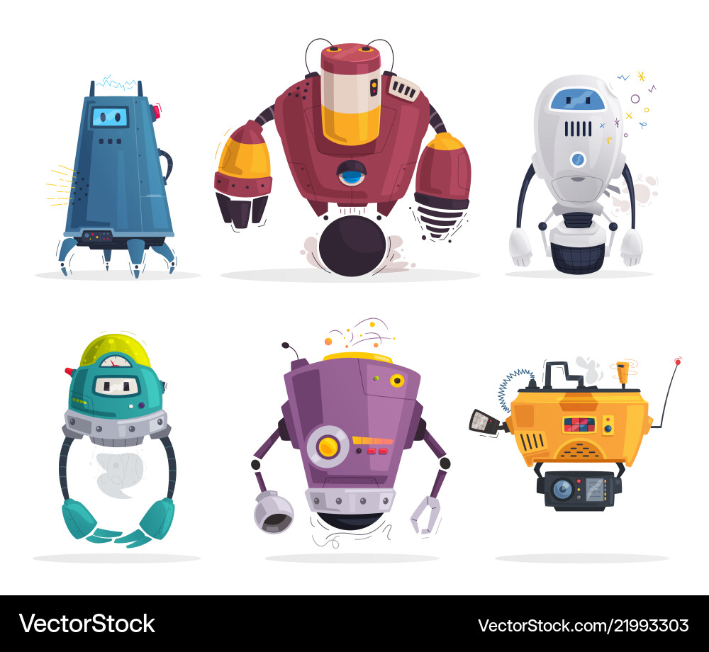 Robot Character Collection - Futuristic vector image