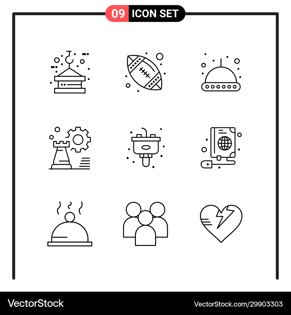 Set 9 line style icons for web and mobile Set 9 line style icons for web and mobile vector image