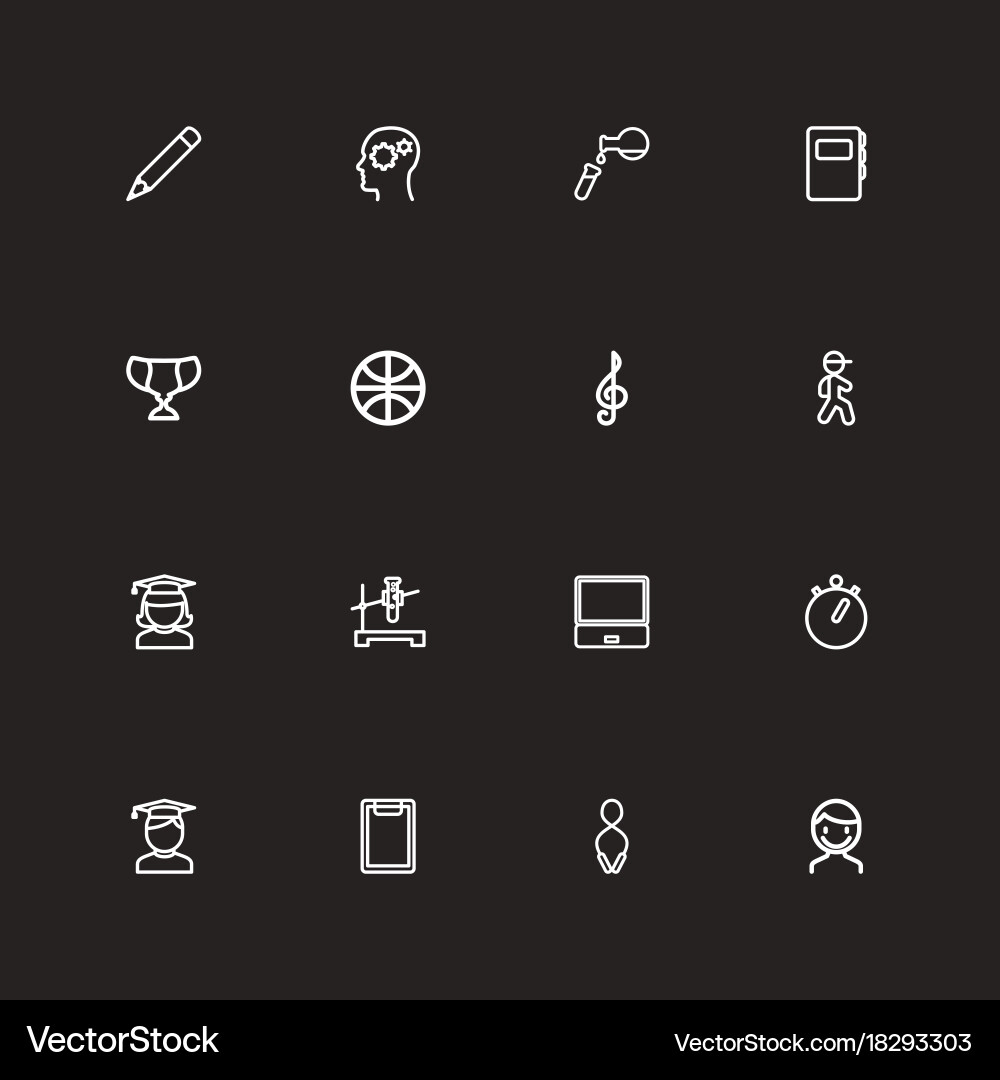 Set of 16 editable teach outline icons includes vector image